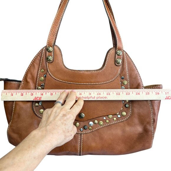 Patricia Nash Leather Western Coastal Cowgirl Ergo Studded Bag Brown Boho - Picture 5 of 14